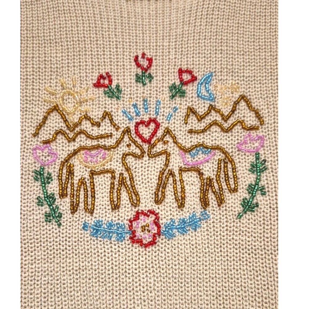 Natural Life Equestrian Horse Embroidered Sweater Vest XL Cotton Linen Western - Picture 7 of 12